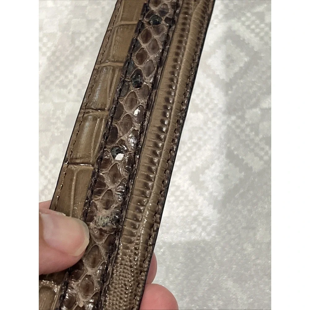 Stacy Adams Brown Leather Belt Snakeskin Reptile Embossed Moc Croc Mens 50